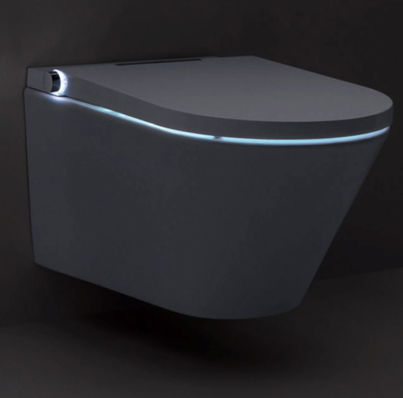 Toiletdouche voorzien van verlichting in de toiletpot